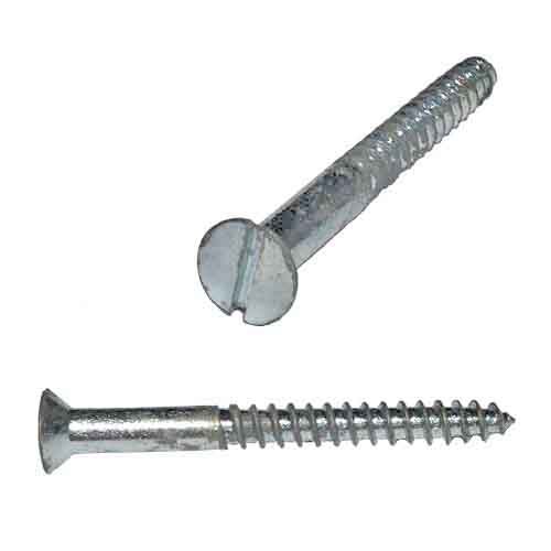 FWS21 #2 X 1" Flat Head, Slotted, Wood Screw, Zinc